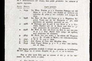 Avís dels números premiats a la rifa de l'Hospital de la Santa Creu (1828)